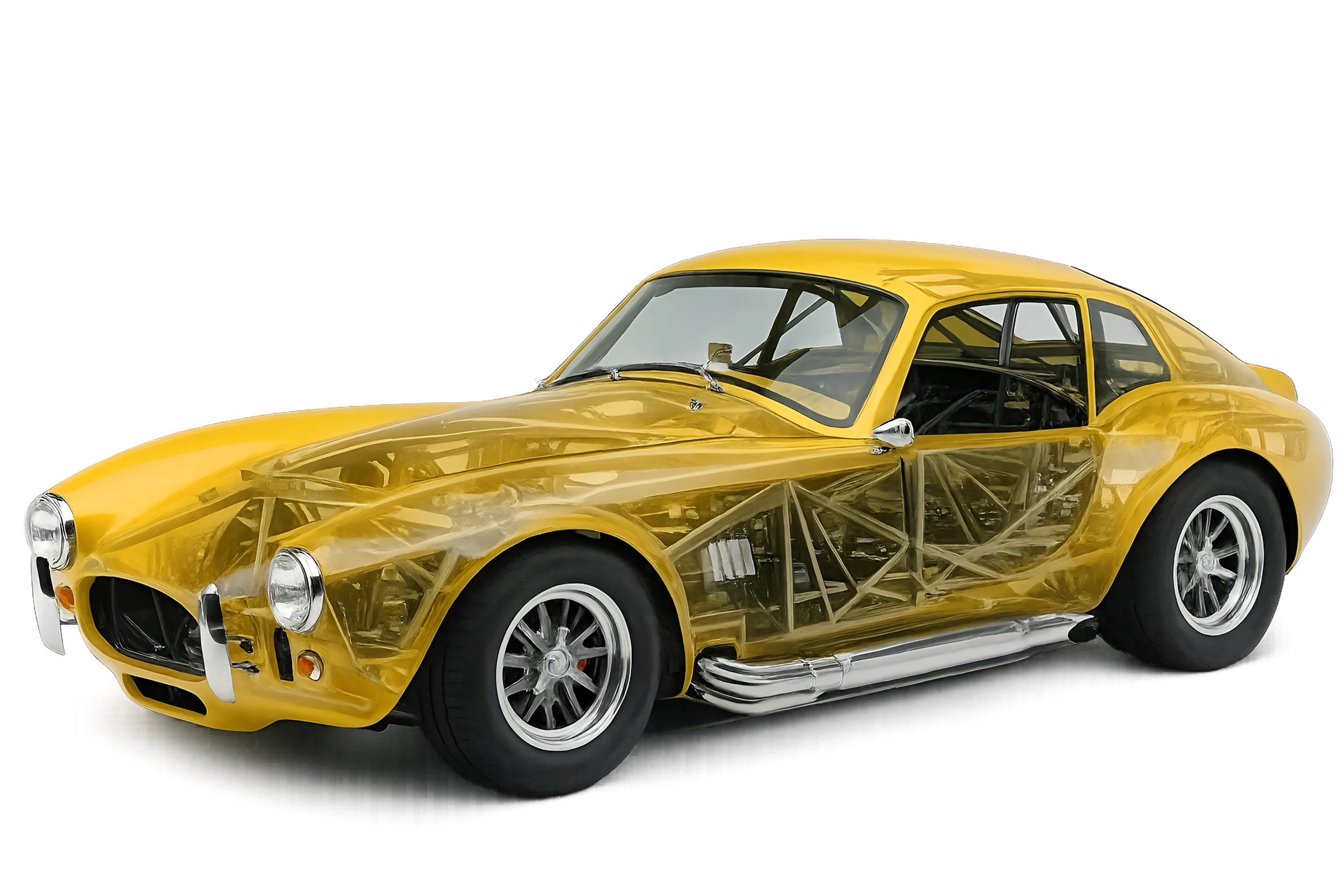 Lutis Cobra body alongside the Factory Five Mk5 spaceframe chassis