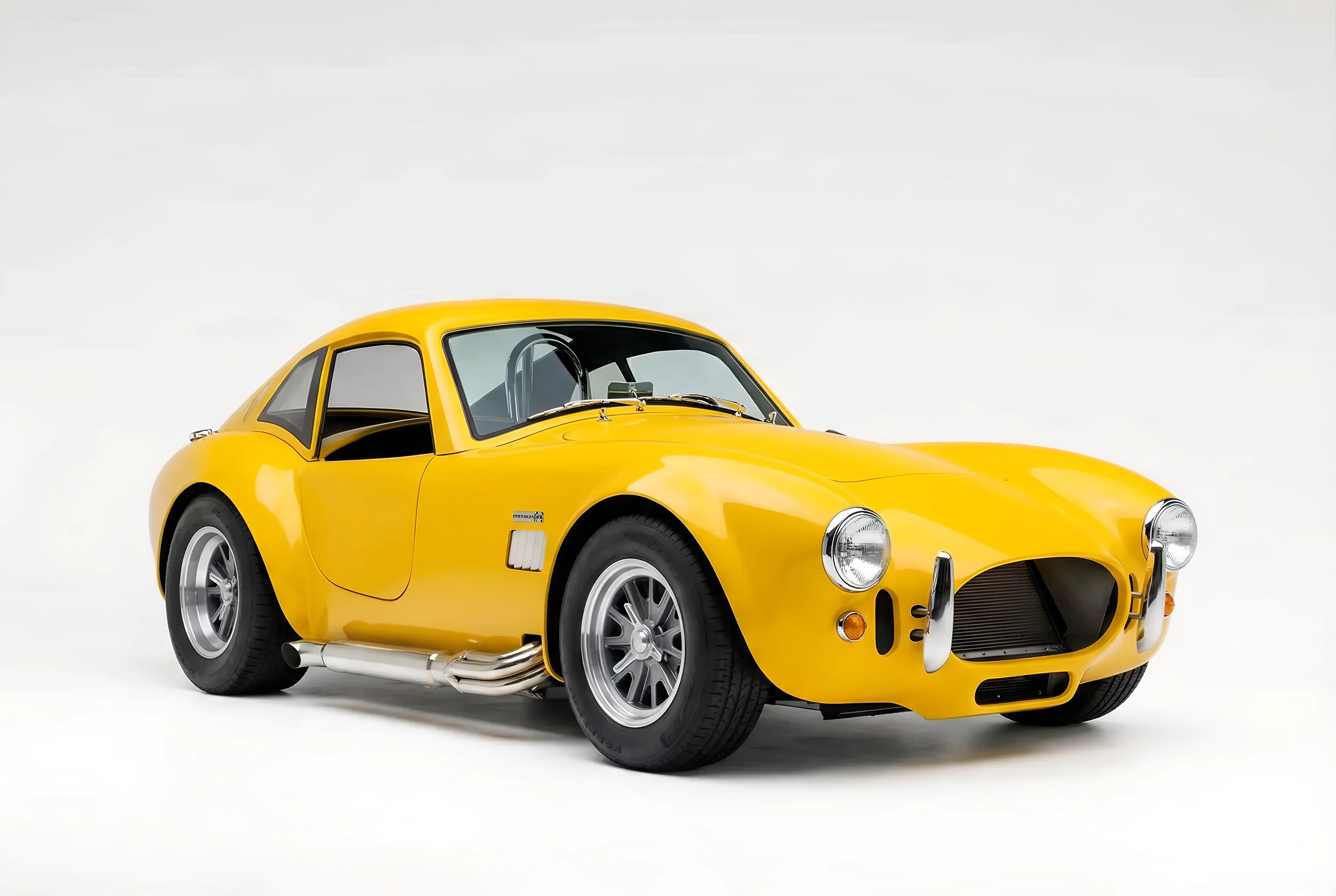 Custom-built Lutis Cobra in yellow with alloy wheels, handcrafted in Muscat, Oman