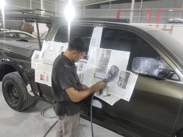 Preparing a black pickup for paint